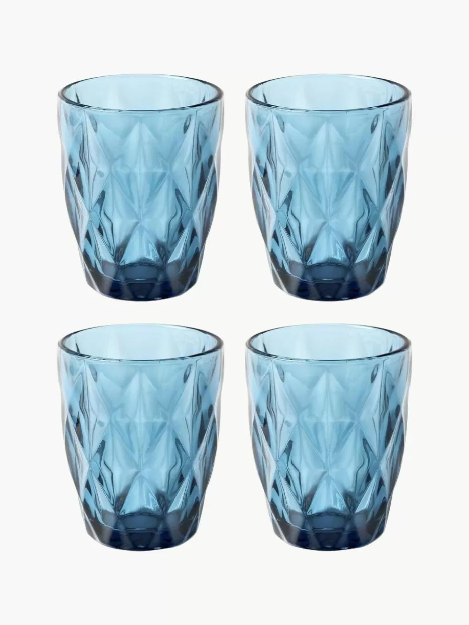 Wassergläser-Westwing Collection Wassergläser Colorado mit Strukturmuster, 4 Stück Blau