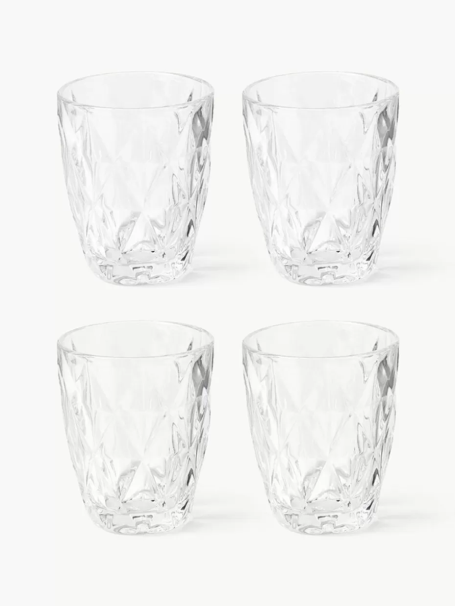 Wassergläser-Westwing Collection Wassergläser Colorado mit Strukturmuster, 4 Stück Transparent