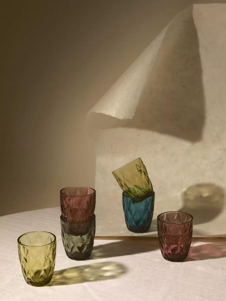 Wassergläser-Westwing Collection Wassergläser Colorado mit Strukturmuster, 4 Stück Blau