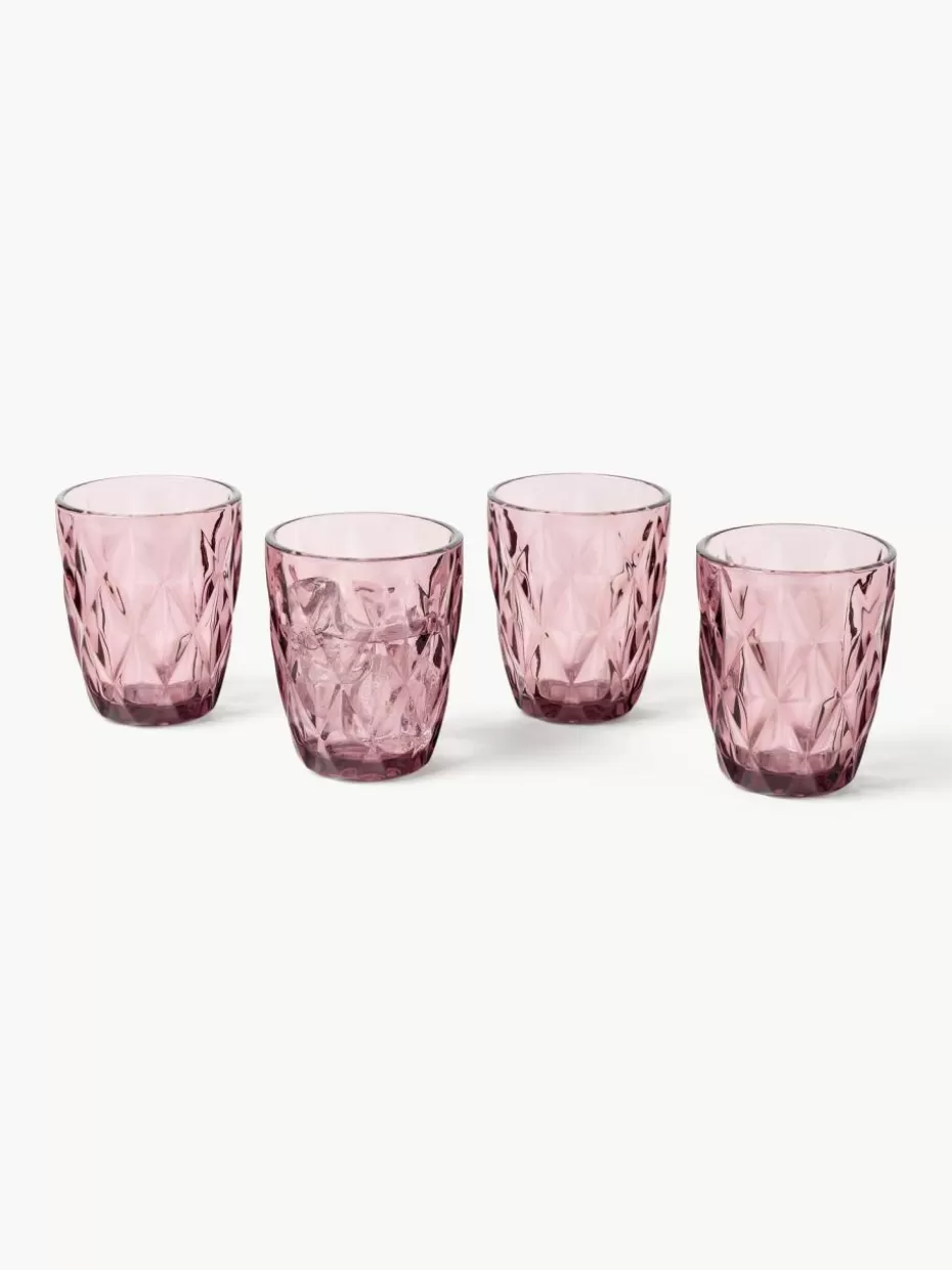 Wassergläser-Westwing Collection Wassergläser Colorado mit Strukturmuster, 4 Stück Mauve