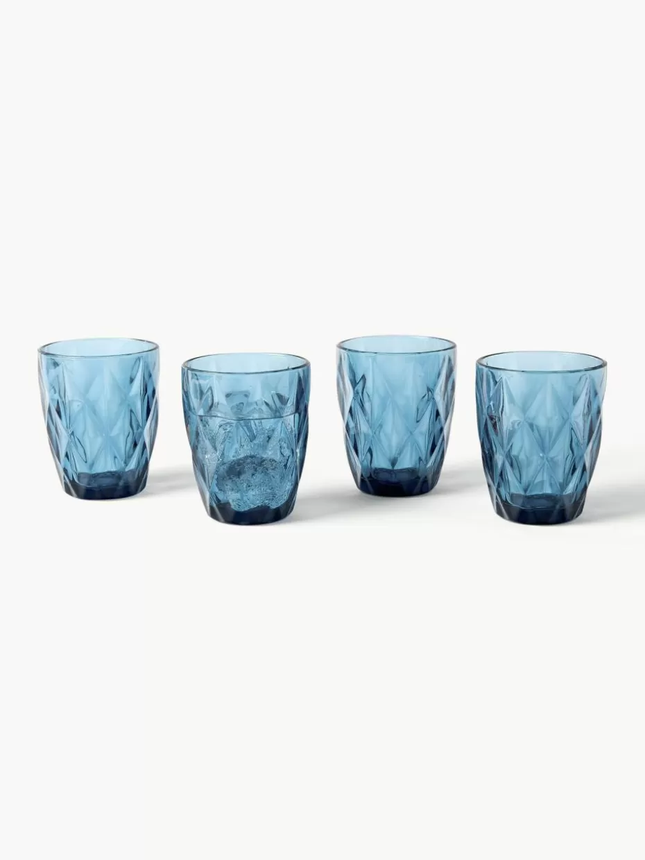 Wassergläser-Westwing Collection Wassergläser Colorado mit Strukturmuster, 4 Stück Blau