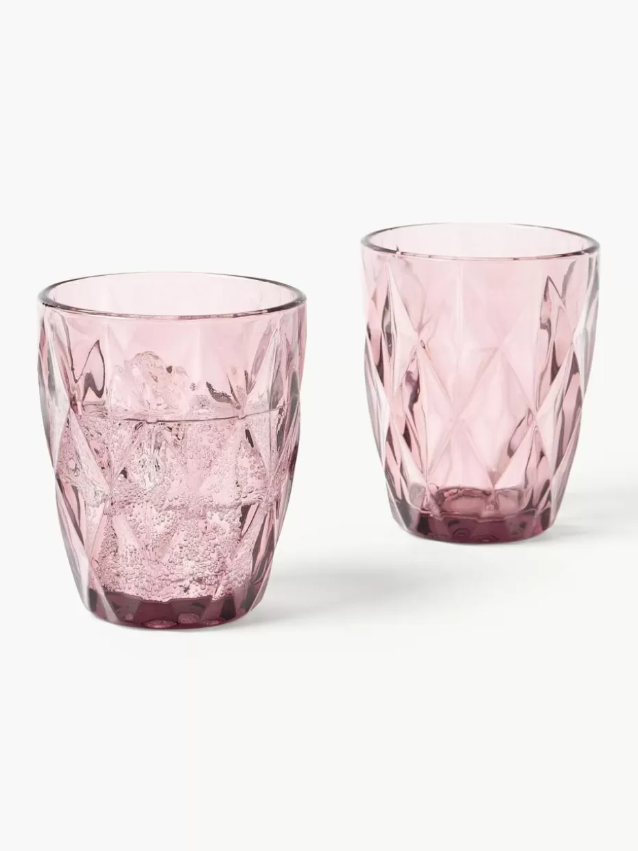 Wassergläser-Westwing Collection Wassergläser Colorado mit Strukturmuster, 4 Stück Mauve
