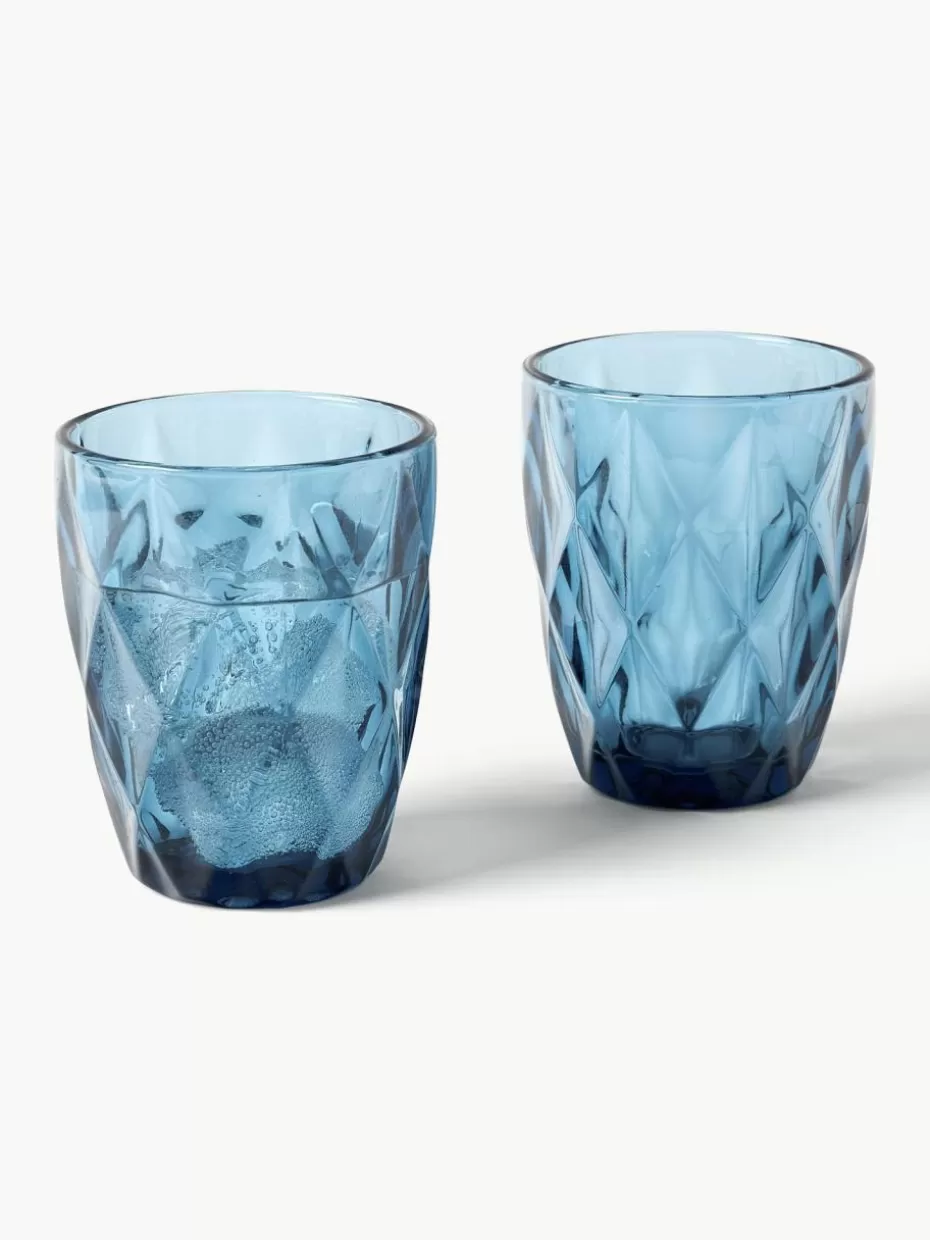 Wassergläser-Westwing Collection Wassergläser Colorado mit Strukturmuster, 4 Stück Blau