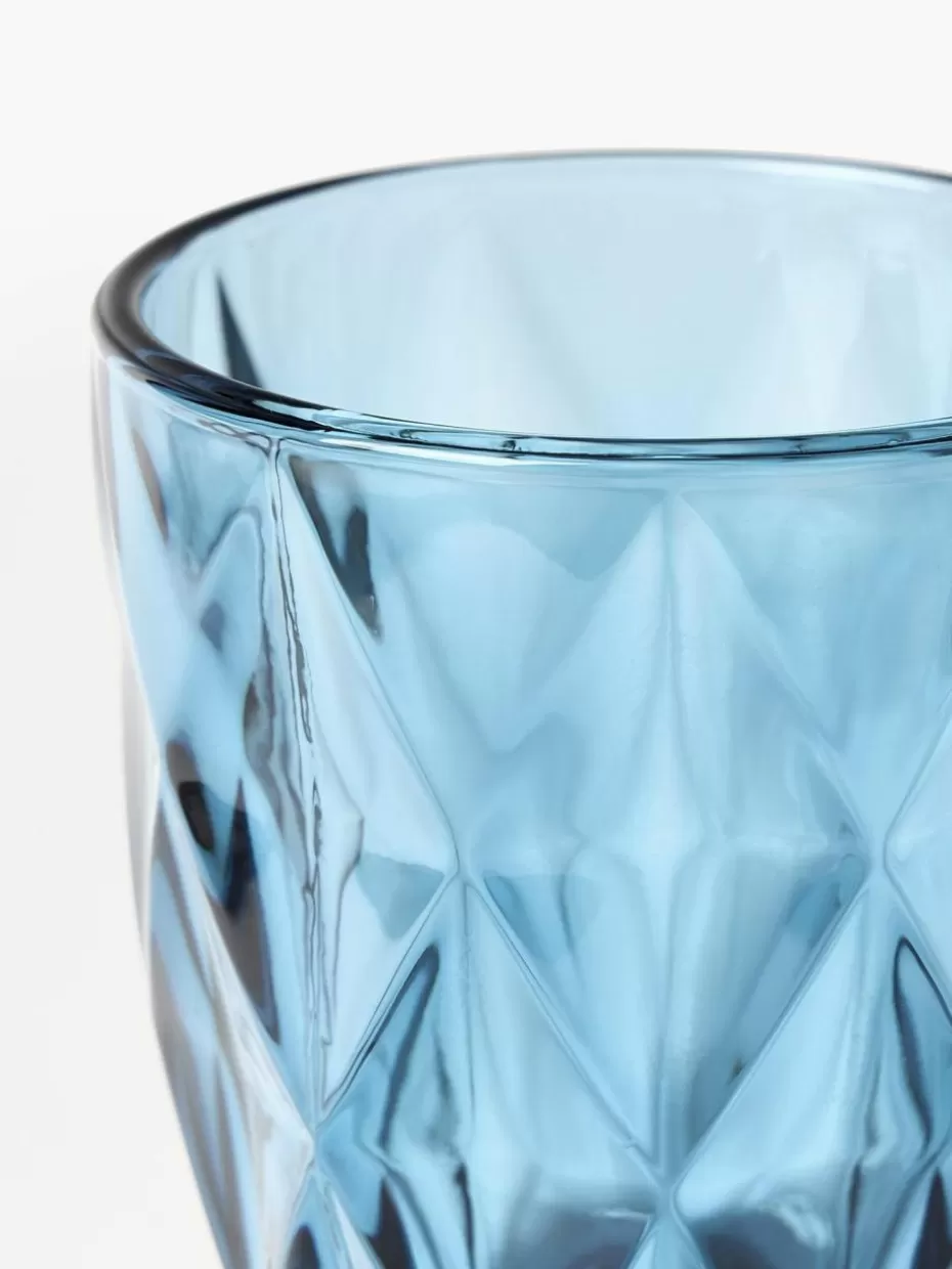 Wassergläser-Westwing Collection Wassergläser Colorado mit Strukturmuster, 4 Stück Blau
