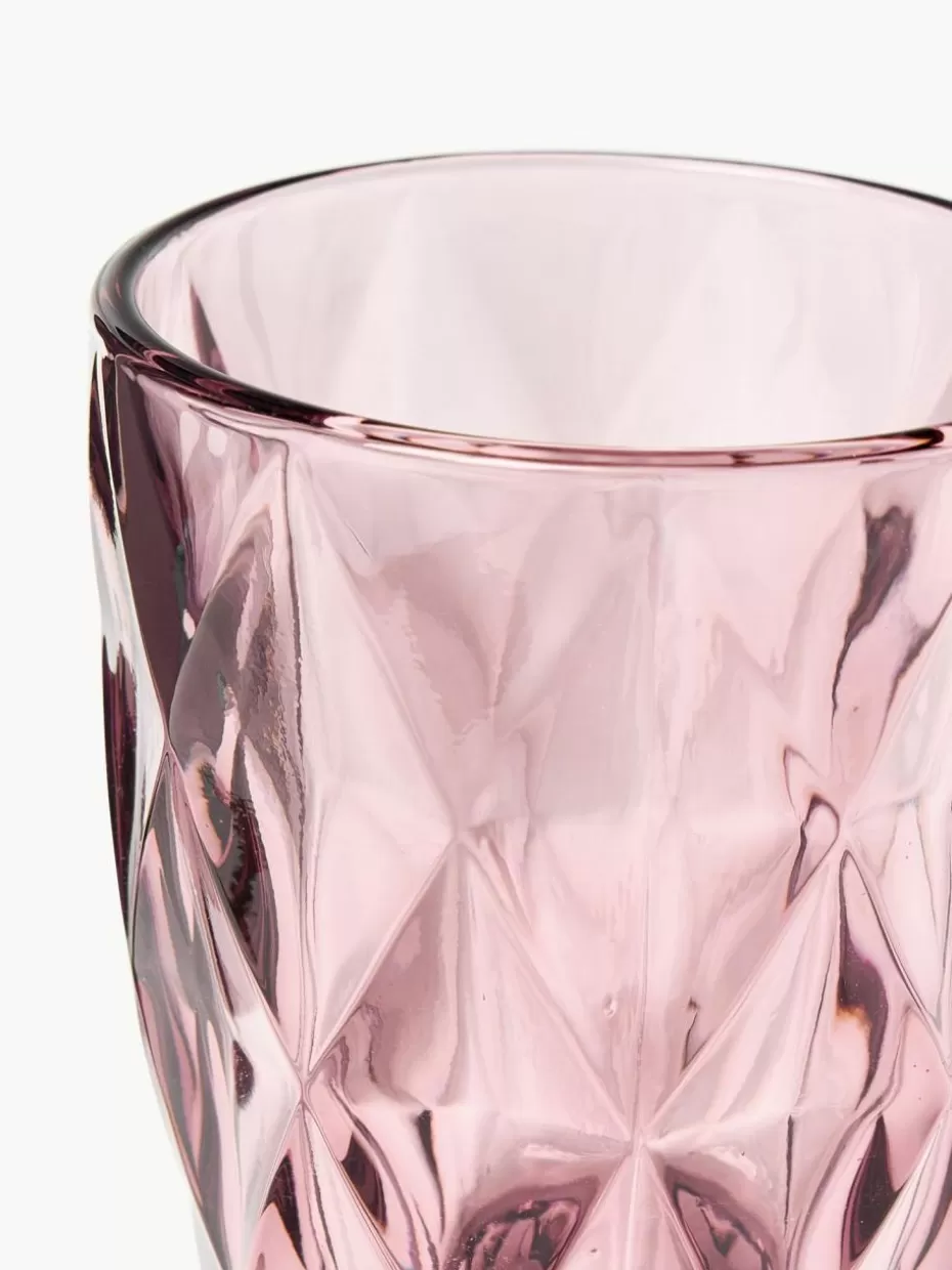 Wassergläser-Westwing Collection Wassergläser Colorado mit Strukturmuster, 4 Stück Mauve