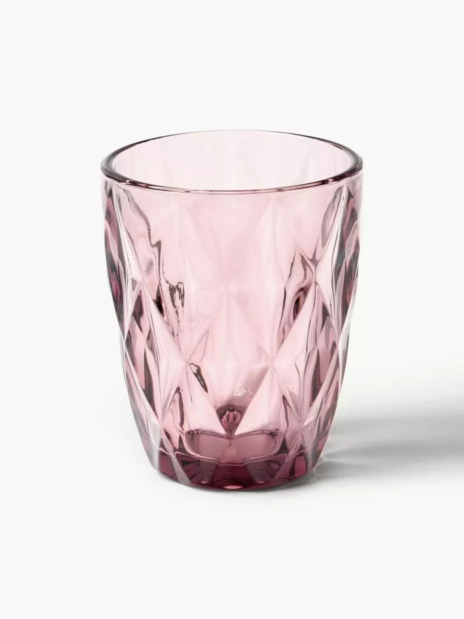 Wassergläser-Westwing Collection Wassergläser Colorado mit Strukturmuster, 4 Stück Mauve
