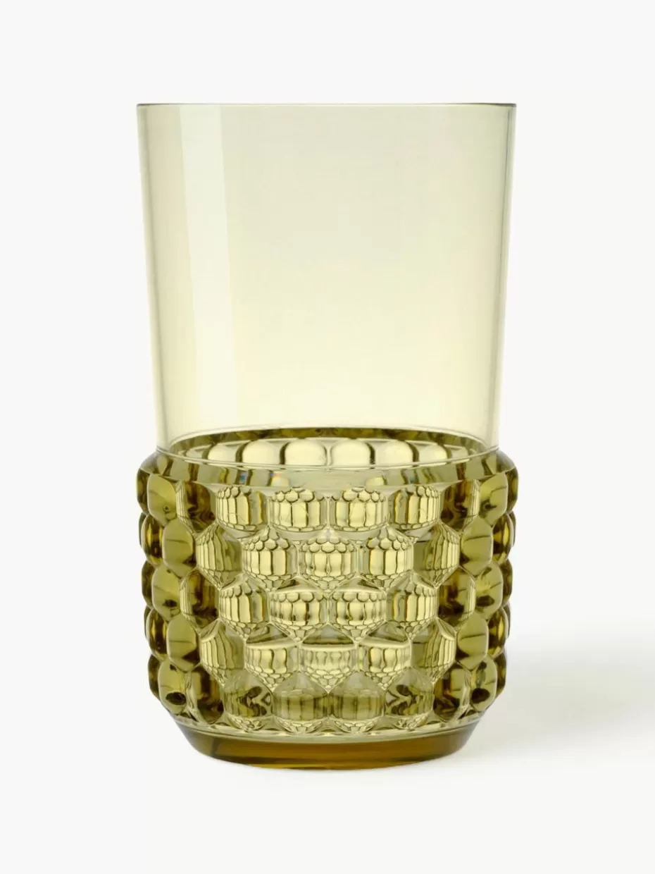 Wassergläser-Kartell Wassergläser Jellies mit Strukturmuster, 4 Stück Olivgrün