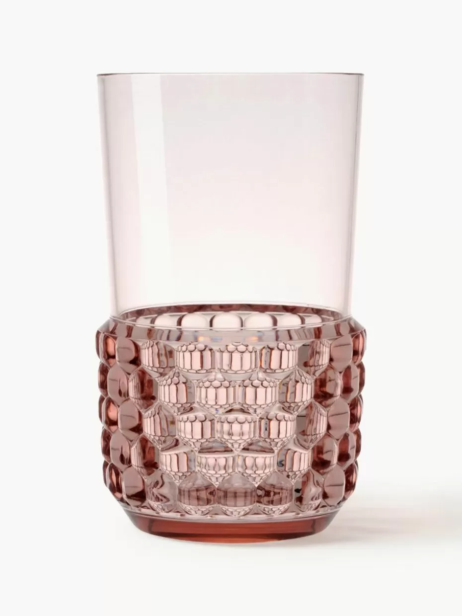 Wassergläser-Kartell Wassergläser Jellies mit Strukturmuster, 4 Stück Hellrosa