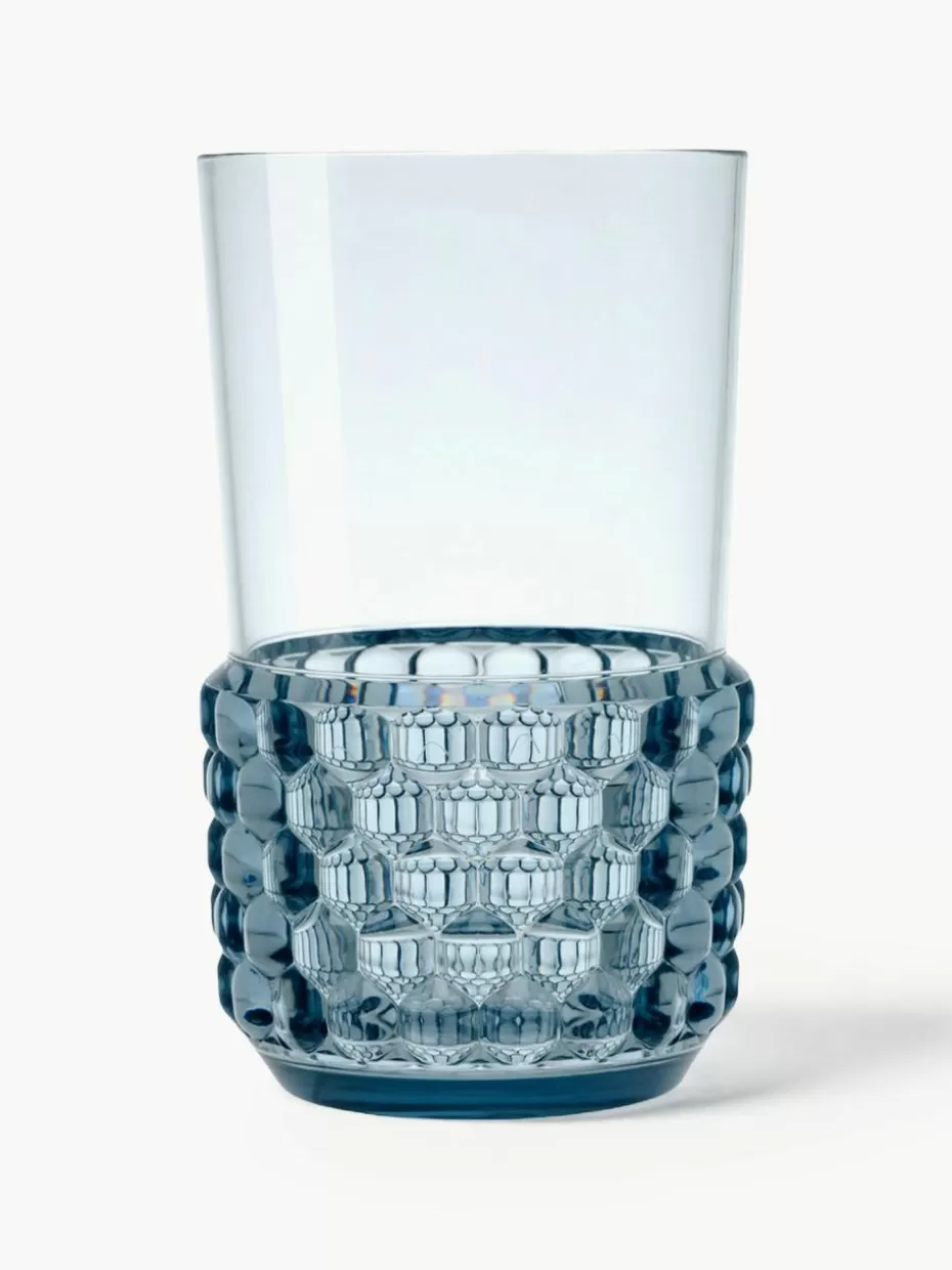 Wassergläser-Kartell Wassergläser Jellies mit Strukturmuster, 4 Stück Hellblau