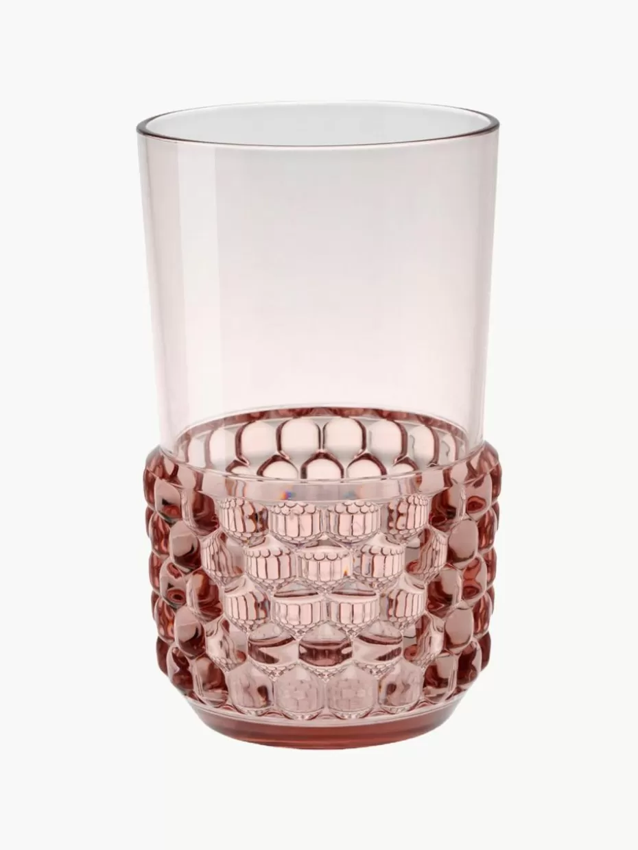 Wassergläser-Kartell Wassergläser Jellies mit Strukturmuster, 4 Stück Hellrosa