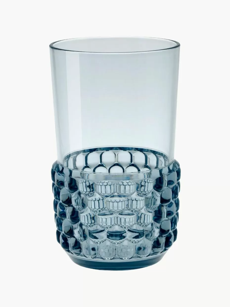 Wassergläser-Kartell Wassergläser Jellies mit Strukturmuster, 4 Stück Hellblau
