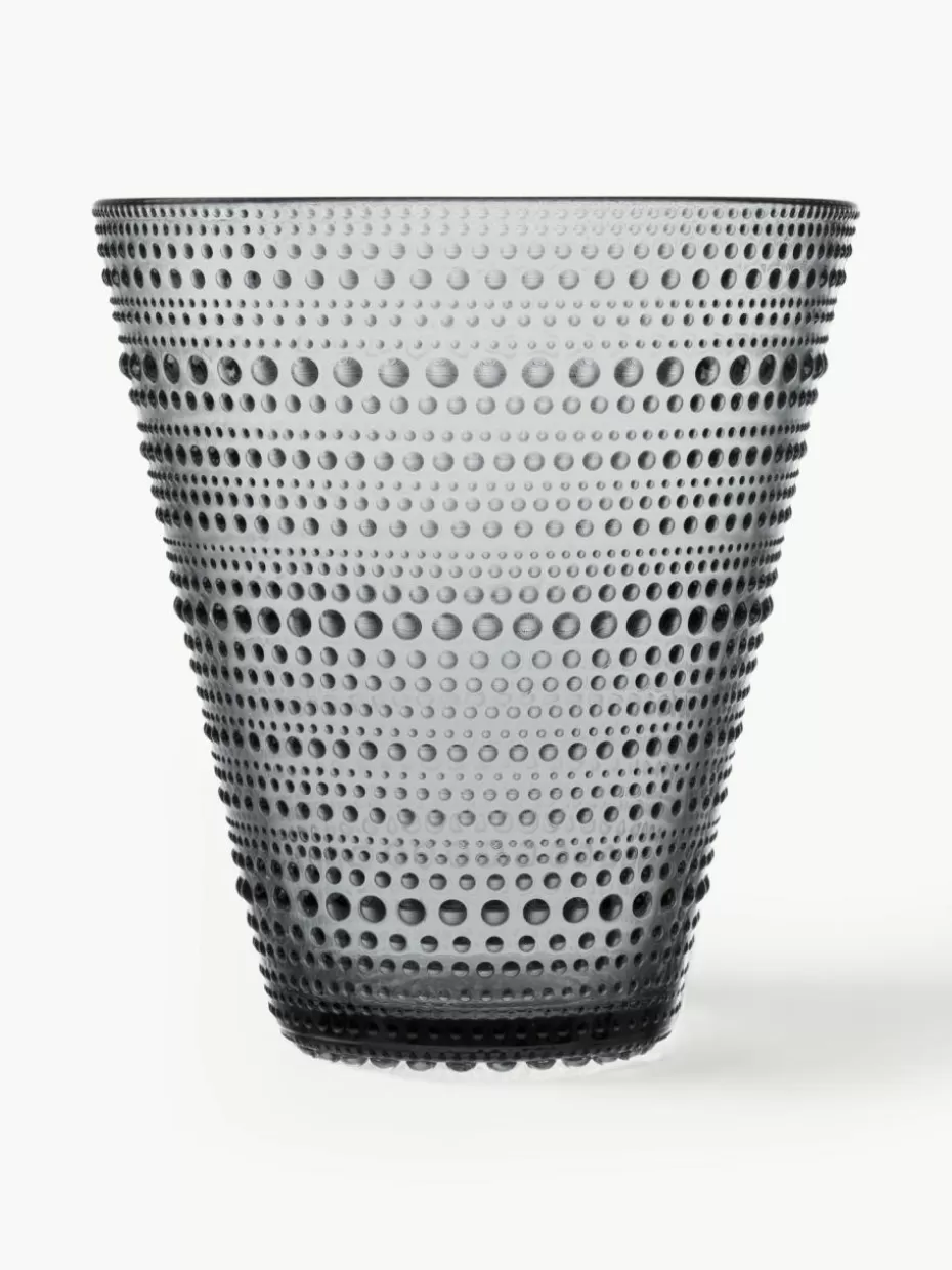 Wassergläser-iittala Wassergläser Kastehelmi, 2 Stück Dunkelgrau, transparent