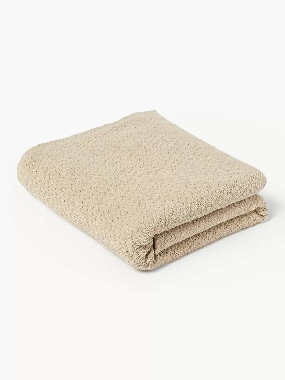 Decken & Plaids-Westwing Collection Weiche Strick-decke Everly aus Chenille Hellbeige