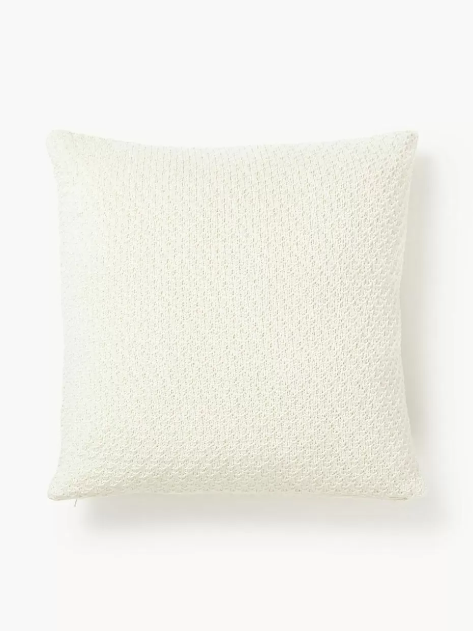 Dekokissen-Westwing Collection Weiche Strick-Kissenhülle Everly aus Chenille Off White