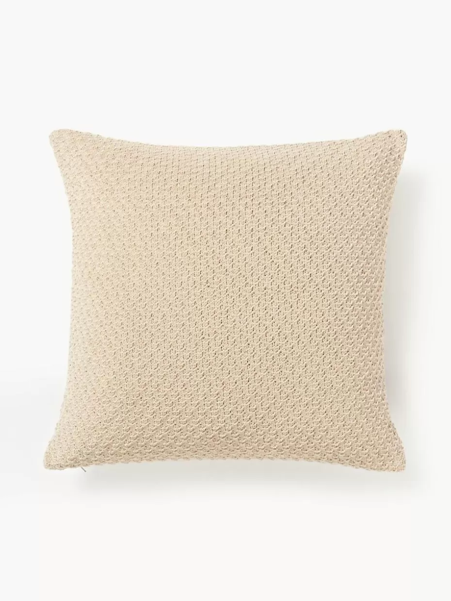 Dekokissen-Westwing Collection Weiche Strick-Kissenhülle Everly aus Chenille Hellbeige