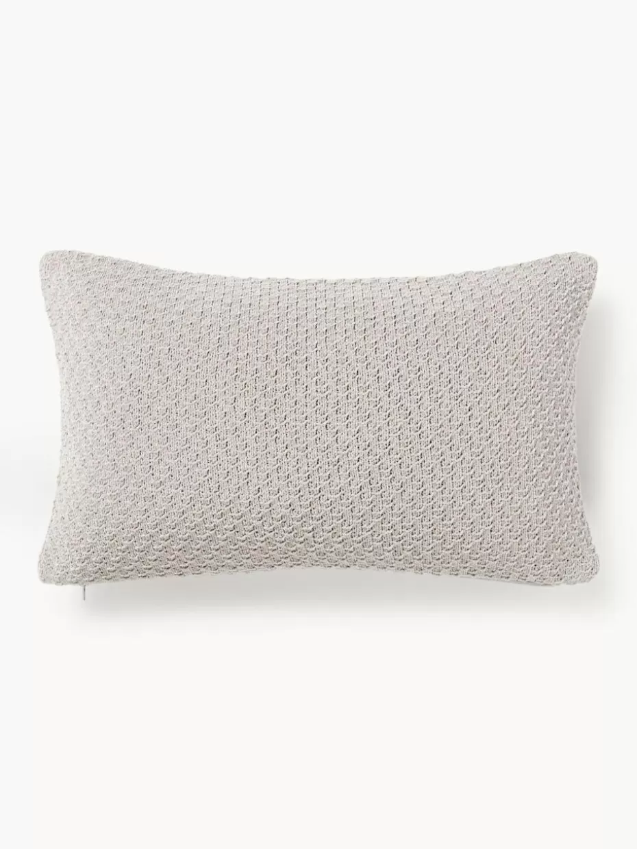 Dekokissen-Westwing Collection Weiche Strick-Kissenhülle Everly aus Chenille Hellgrau