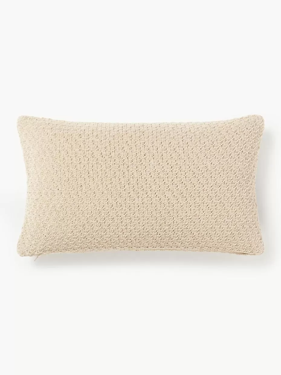 Dekokissen-Westwing Collection Weiche Strick-Kissenhülle Everly aus Chenille Hellbeige