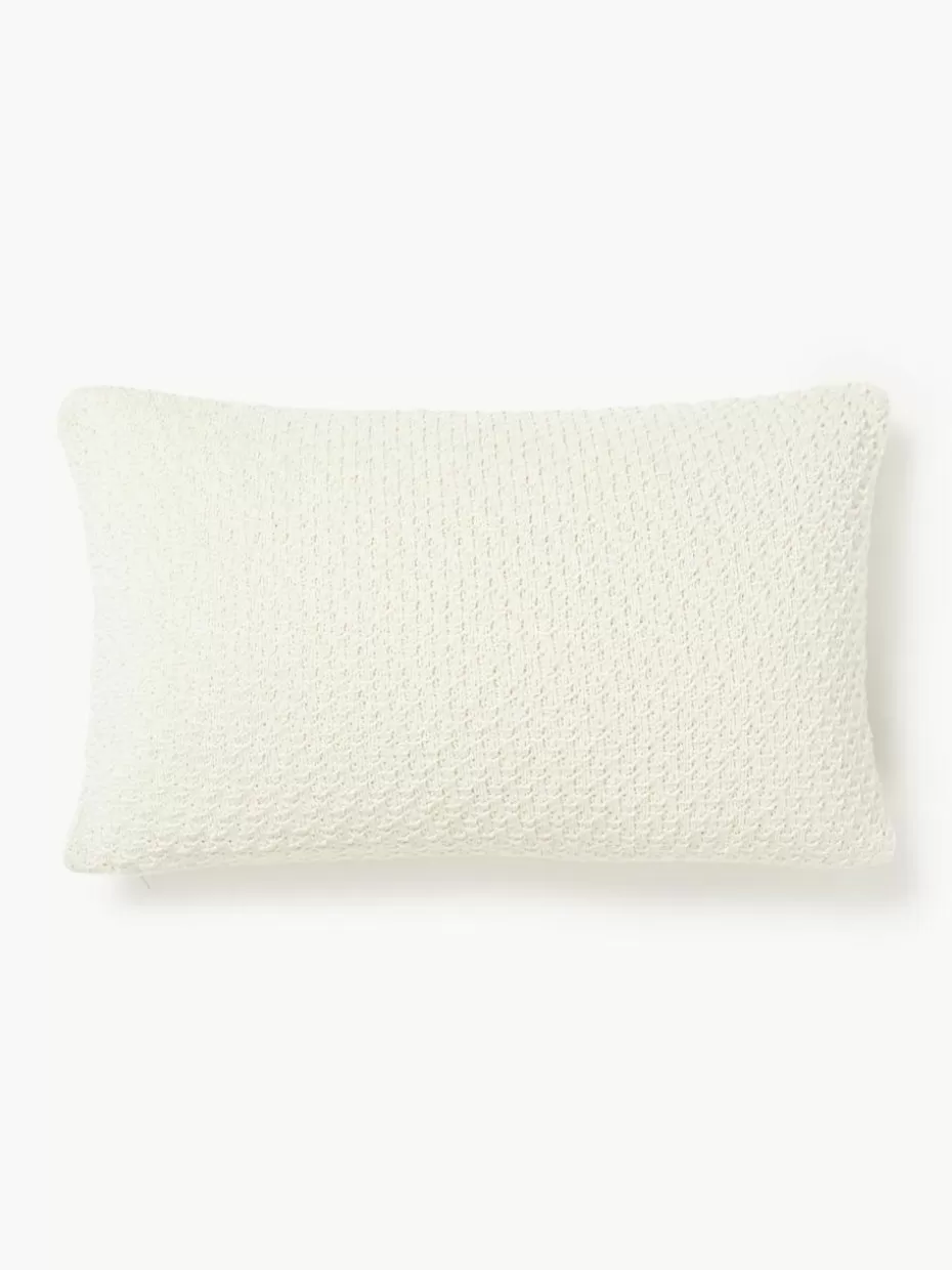 Dekokissen-Westwing Collection Weiche Strick-Kissenhülle Everly aus Chenille Off White