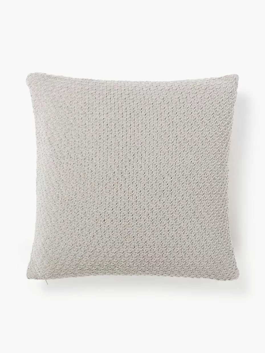 Dekokissen-Westwing Collection Weiche Strick-Kissenhülle Everly aus Chenille Hellgrau