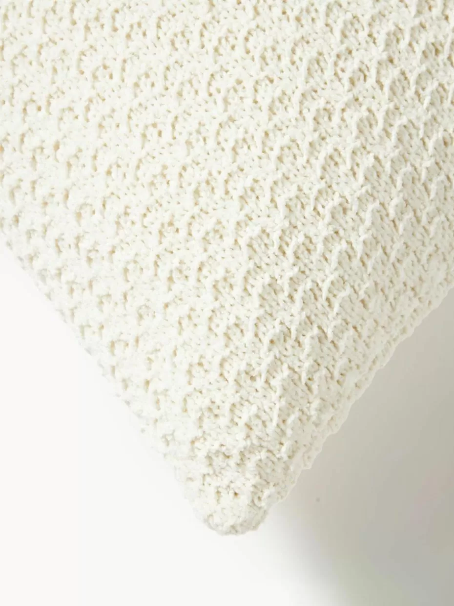 Dekokissen-Westwing Collection Weiche Strick-Kissenhülle Everly aus Chenille Off White