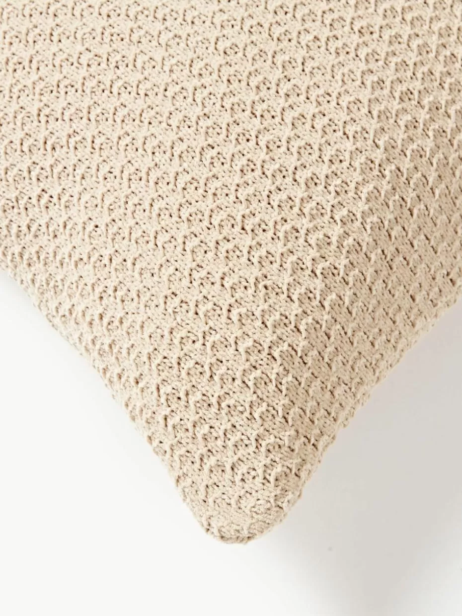 Dekokissen-Westwing Collection Weiche Strick-Kissenhülle Everly aus Chenille Hellbeige