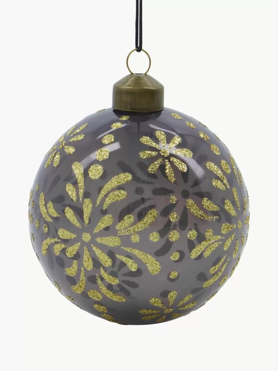 Weihnachtskugeln & Baumanhänger | Festliche Eleganz-House Doctor Weihnachtskugeln Mente, 4 Stück Grau, transparent, Goldfarben