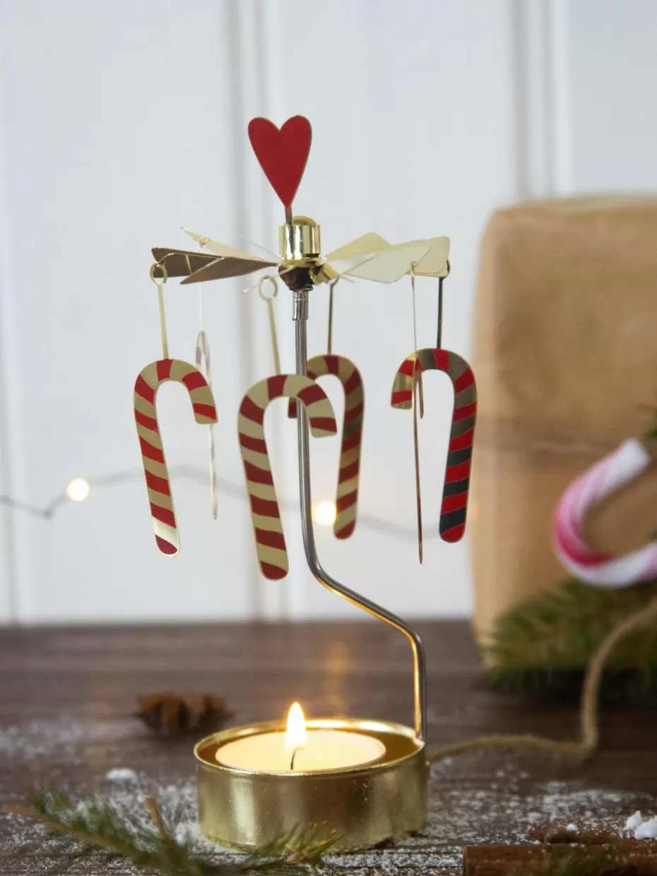 Weihnachtskerzen & Kerzenhalter | Glow-Up-Pluto Design Weihnachts-Teelichthalter Polkagris, drehbar