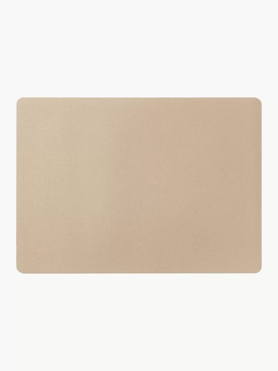 Tischsets | Tischsets-Bitz Wendbare Tischsets aus Kunstleder, 4 Stück Beige, Schwarz