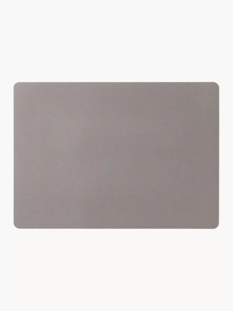Tischsets | Tischsets-Bitz Wendbare Tischsets aus Kunstleder, 4 Stück Taupe, Schwarz