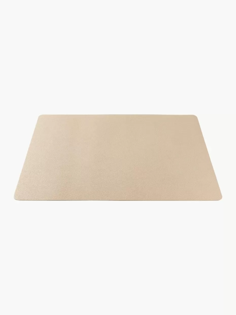 Tischsets | Tischsets-Bitz Wendbare Tischsets aus Kunstleder, 4 Stück Beige, Schwarz