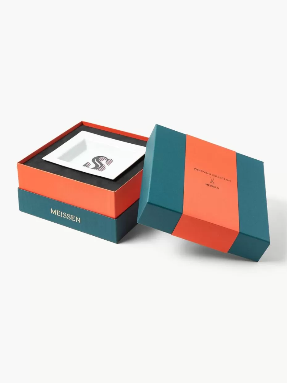 Dekoschalen-Westwing Collection x MEIEN, handgefertigte Vide-Poche Initial mit Dekor S