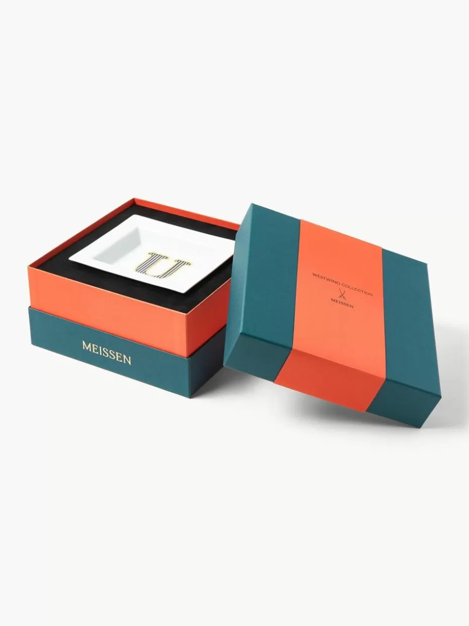 Dekoschalen-Westwing Collection x MEISSEN, handgefertigte Vide-Poche Initials mit Dekor U
