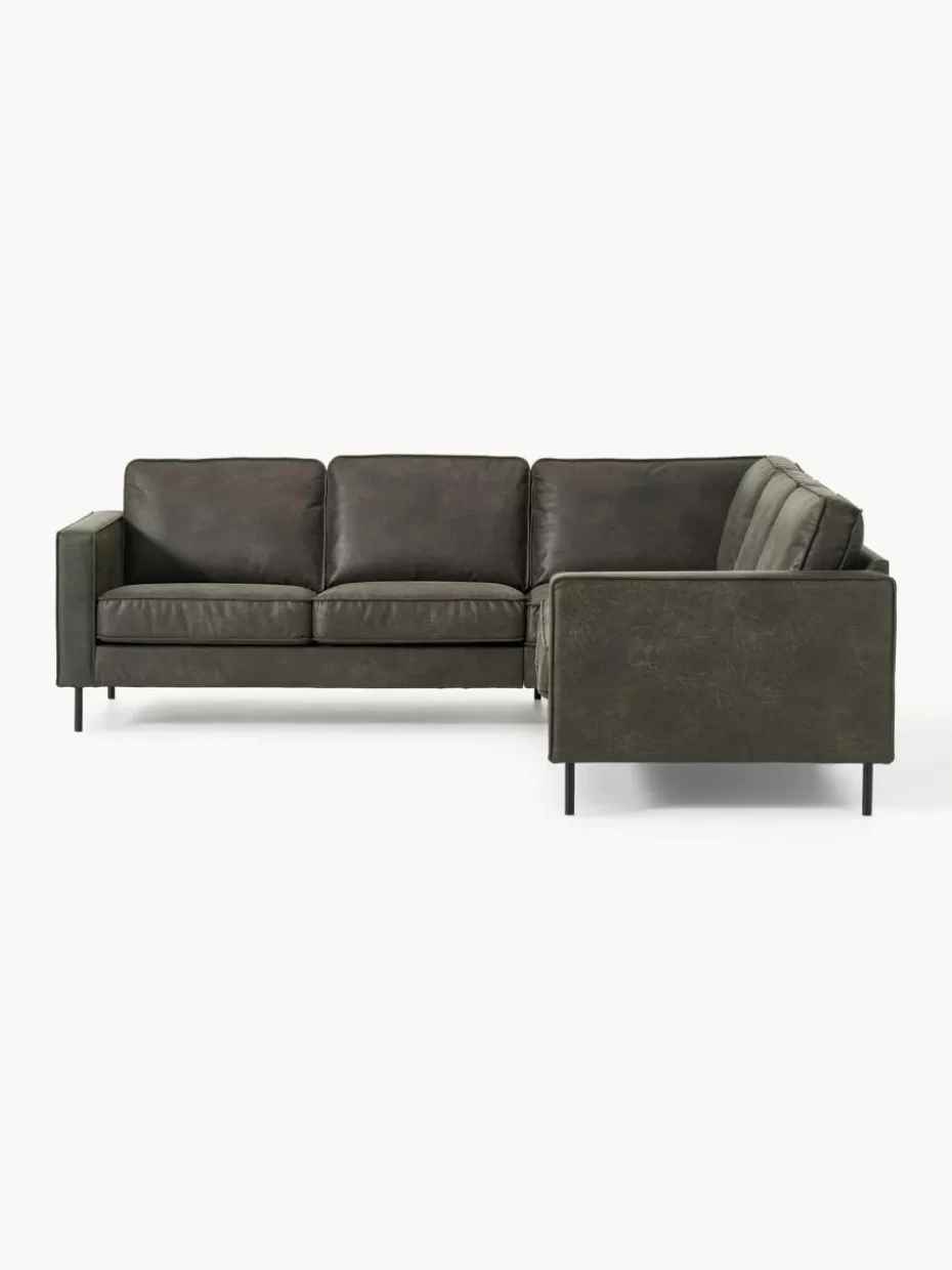 Sofas | Sofaserien-Westwing Collection Wohnlandschaft Hunter aus recyceltem Leder Leder Anthrazit