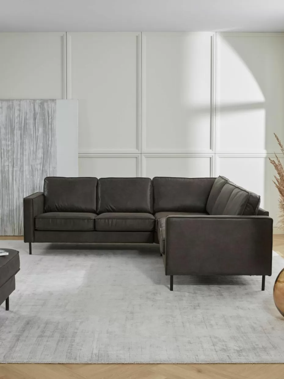 Sofas | Sofaserien-Westwing Collection Wohnlandschaft Hunter aus recyceltem Leder Leder Anthrazit