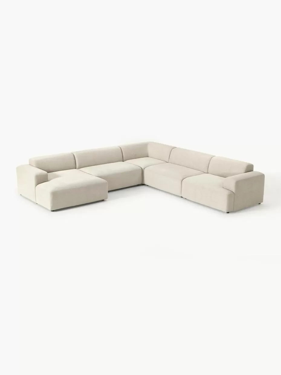 Sofas | Sofaserien-Westwing Collection Wohnlandschaft Melva Webstoff Hellbeige