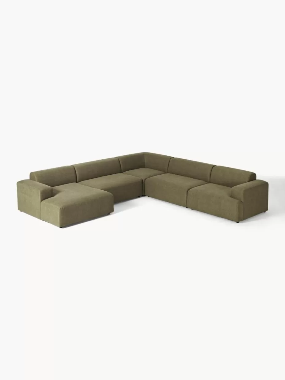 Sofas | Sofaserien-Westwing Collection Wohnlandschaft Melva Webstoff Olivgrün
