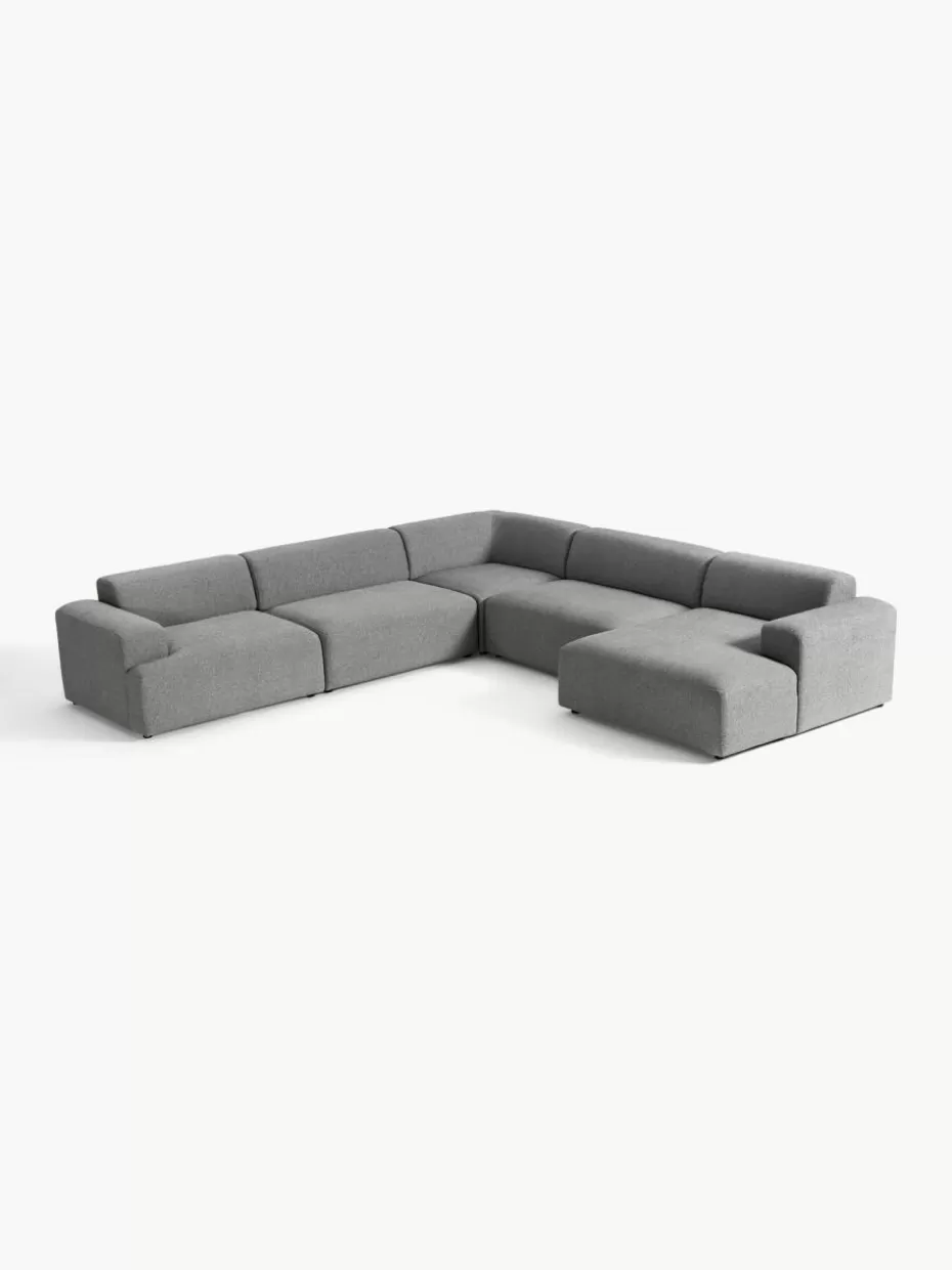 Sofas | Sofaserien-Westwing Collection Wohnlandschaft Melva Webstoff Dunkelgrau