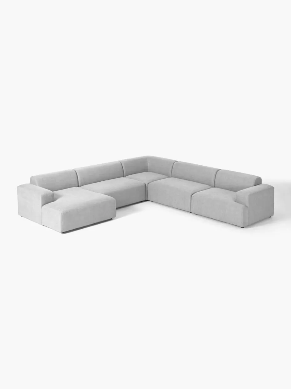 Sofas | Sofaserien-Westwing Collection Wohnlandschaft Melva Webstoff Hellgrau