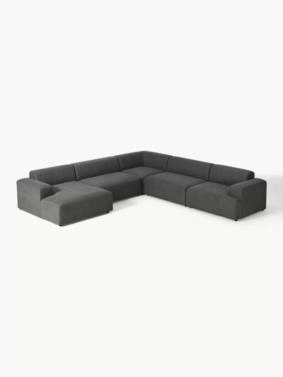 Sofas | Sofaserien-Westwing Collection Wohnlandschaft Melva Webstoff Anthrazit