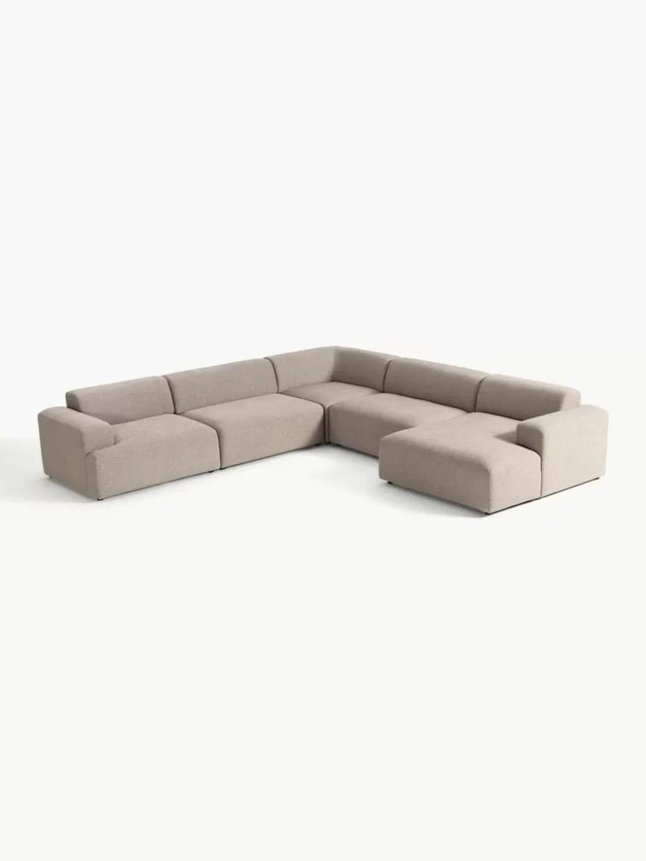 Sofas | Sofaserien-Westwing Collection Wohnlandschaft Melva Webstoff Greige
