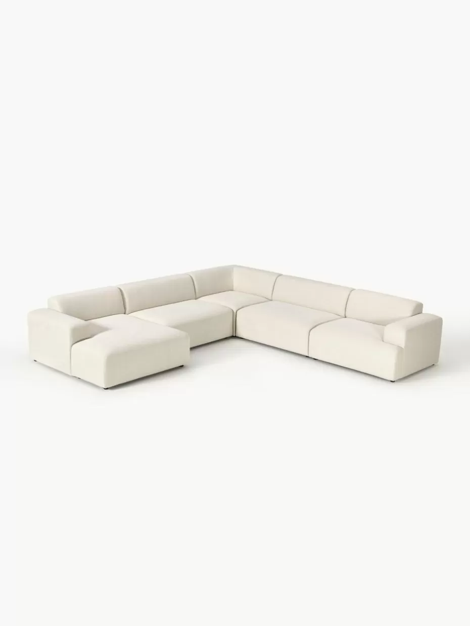 Sofas | Sofaserien-Westwing Collection Wohnlandschaft Melva Webstoff Off White