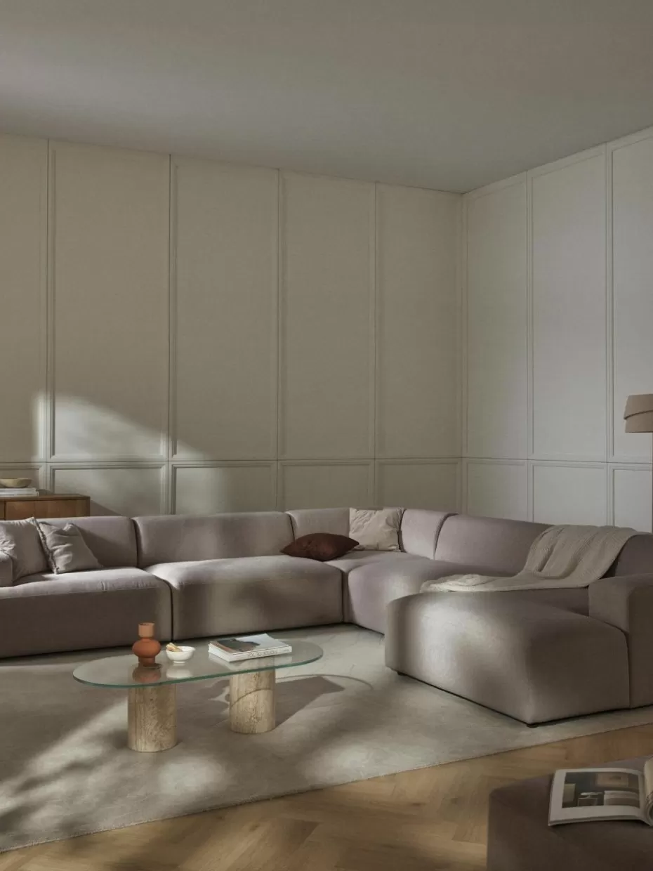 Sofas | Sofaserien-Westwing Collection Wohnlandschaft Melva Webstoff Taupe