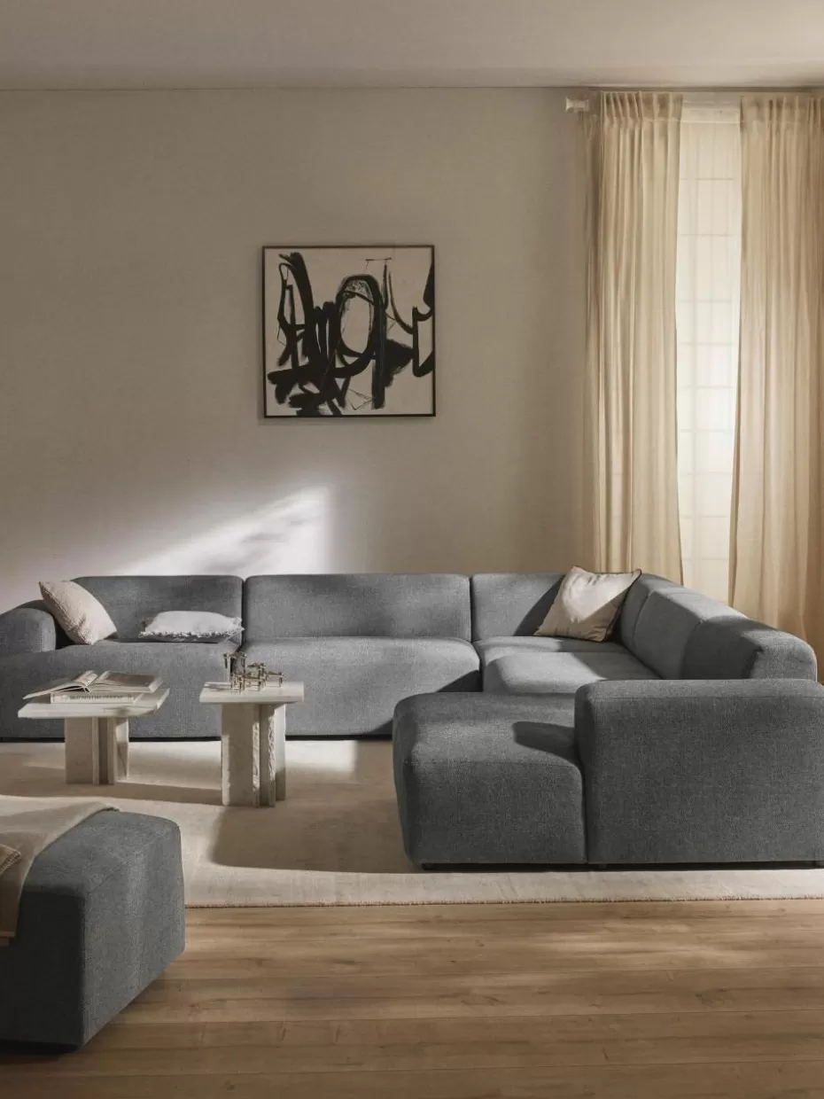 Sofas | Sofaserien-Westwing Collection Wohnlandschaft Melva Webstoff Dunkelgrau