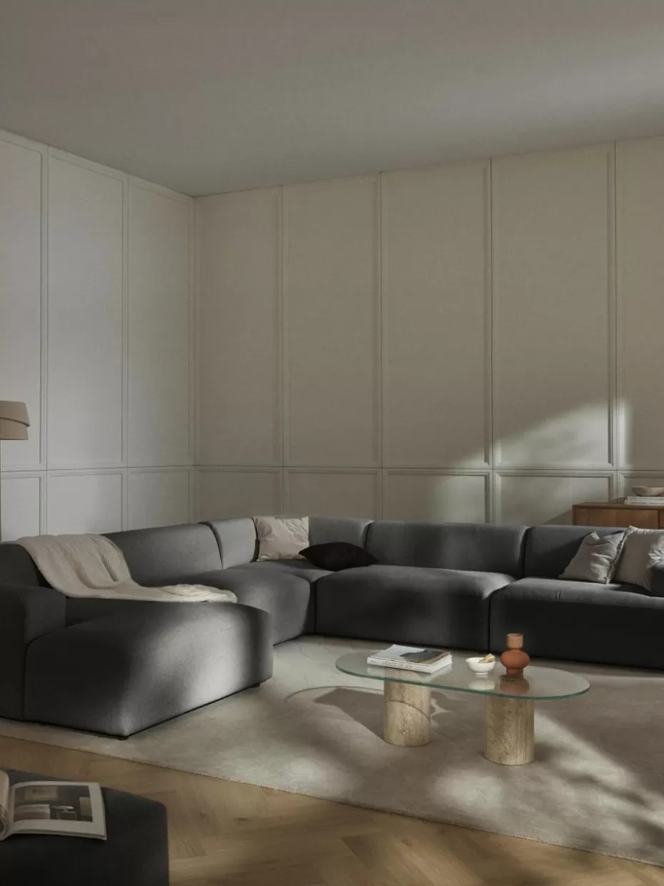 Sofas | Sofaserien-Westwing Collection Wohnlandschaft Melva Webstoff Anthrazit