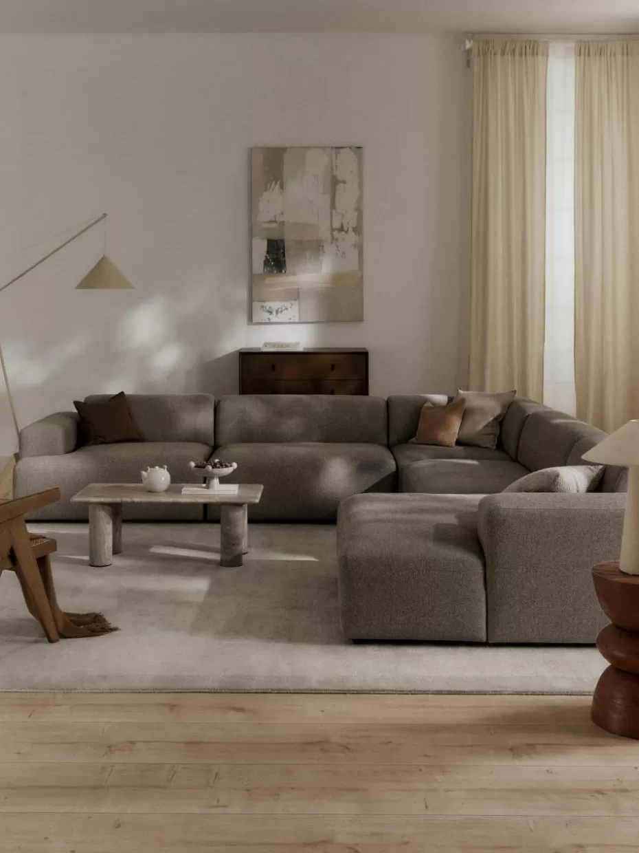 Sofas | Sofaserien-Westwing Collection Wohnlandschaft Melva Webstoff Greige