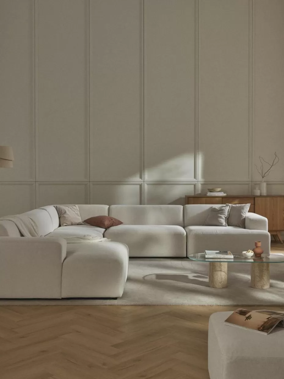 Sofas | Sofaserien-Westwing Collection Wohnlandschaft Melva Webstoff Off White