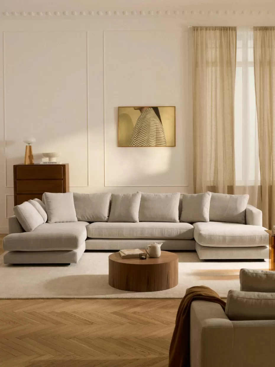 Sofas | Sofaserien-Westwing Collection Wohnlandschaft Tribeca Webstoff Hellbeige