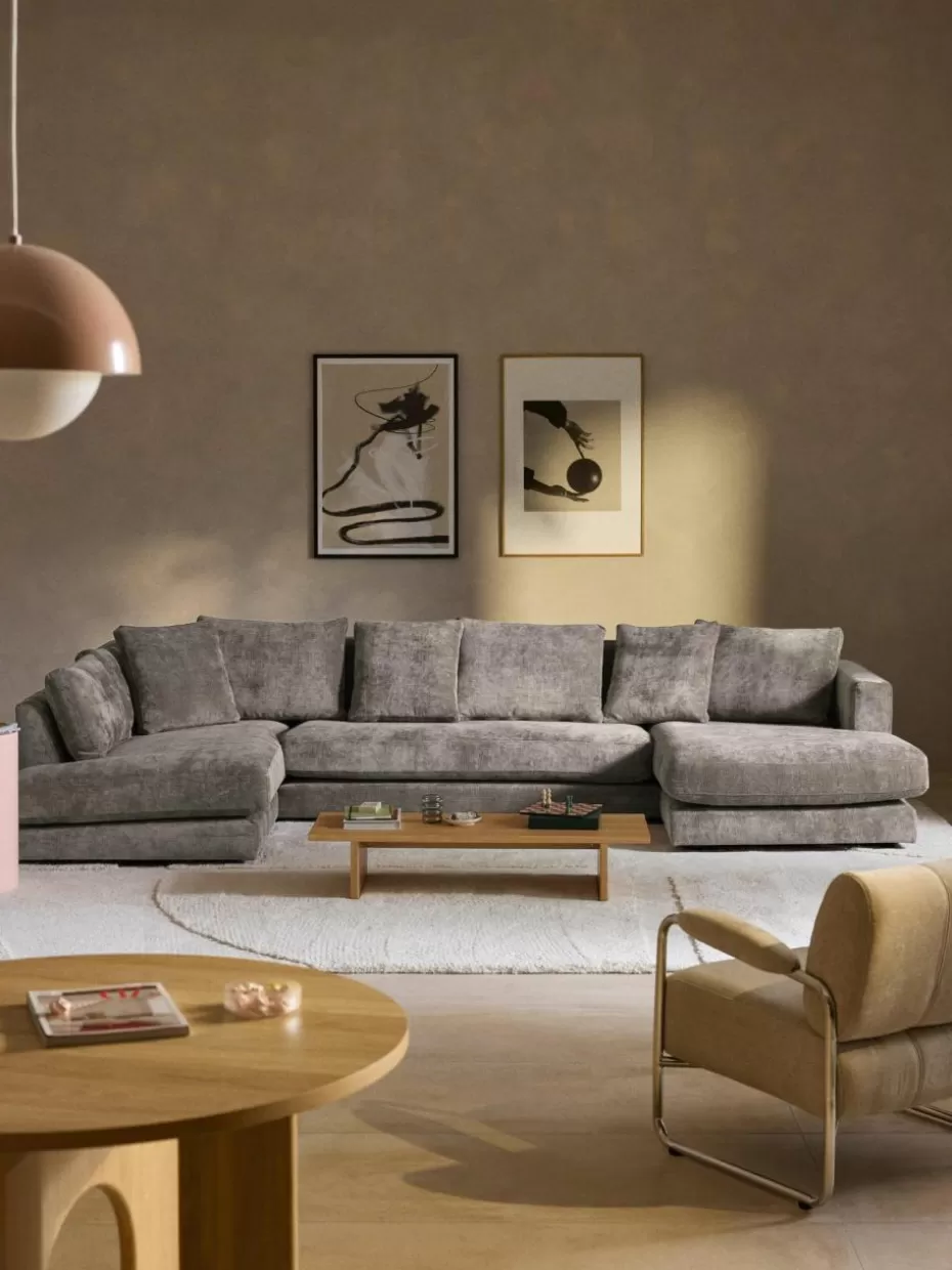 Sofas | Sofaserien-Westwing Collection Wohnlandschaft Tribeca Webstoff Taupe