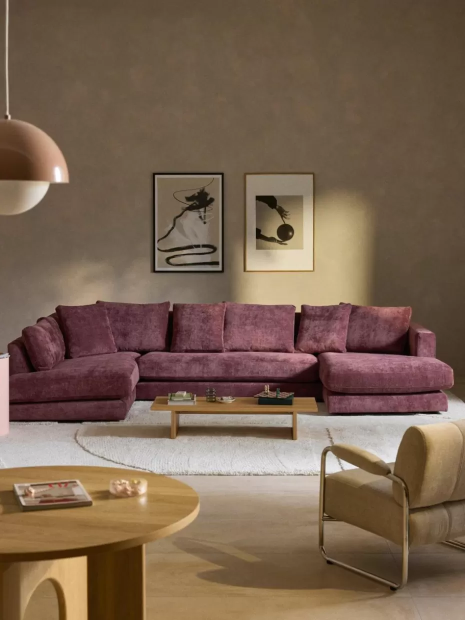 Sofas-Westwing Collection Wohnlandschaft Tribeca Webstoff Aubergine
