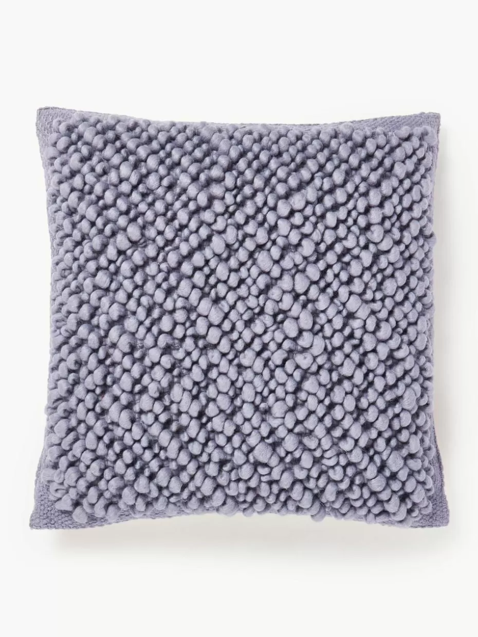Dekokissen-Westwing Collection Woll-Kissenhülle Loca Lavendel, Cremeweiß